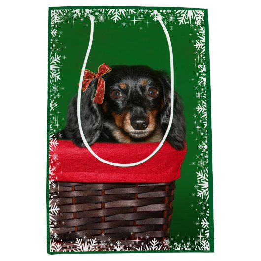 Dackel-Weihnachten Mittlere Geschenktüte (Vorderseite)