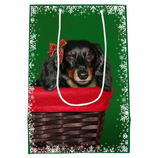 Dackel-Weihnachten Mittlere Geschenktüte (Rückseite)
