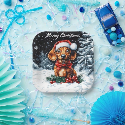 Dackel Weihnachten Pappteller (Party)