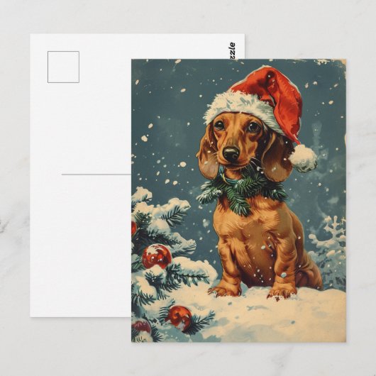 Dackel Weihnachten Postkarte (Vorne/Hinten)