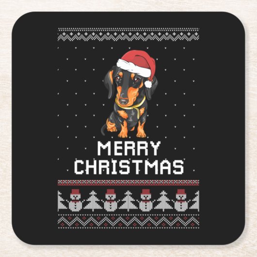 Dackel Weihnachten Rechteckiger Pappuntersetzer (Vorderseite)