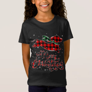 Dackel Weihnachten Rot Kariert Buffalo Pajamas Xma T-Shirt