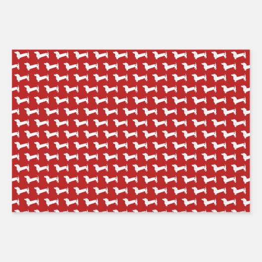 Dackel Weihnachten Rot und Schwarz Geschenkpapier Set (Vorderseite)
