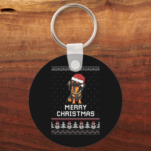Dackel Weihnachten Schlüsselanhänger (Vorderseite)