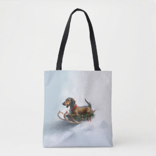 Dackel Weihnachten Schnee Winter Tasche