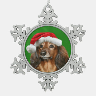 Dackel-Weihnachten Schneeflocken Zinn-Ornament