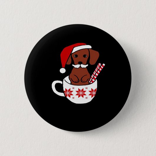 Dackel Weihnachten Schnurrbart Kaffee Tasse Classi Button (Vorderseite)