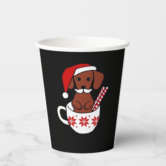Dackel Weihnachten Schnurrbart Kaffee Tasse Classi Pappbecher (Vorderseite)