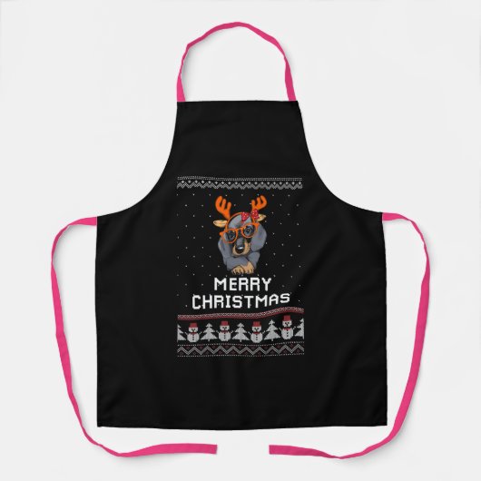 Dackel Weihnachten Schürze (Vorderseite)