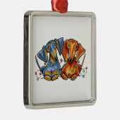 Dackel Weihnachten Silbernes Ornament (Rechts)