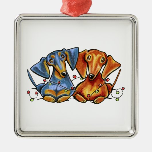 Dackel Weihnachten Silbernes Ornament (Vorne)