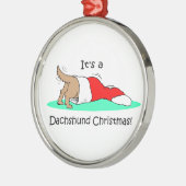 Dackel-Weihnachten Silbernes Ornament (Links)