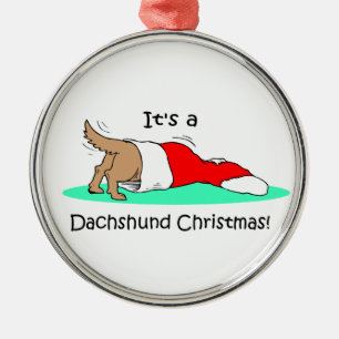 Dackel-Weihnachten Silbernes Ornament