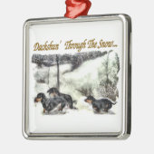 Dackel Weihnachten Silbernes Ornament (Links)