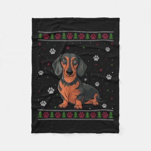 Dackel Weihnachten Sweater Xmas Haustier Hund Lo Fleecedecke (Vorderseite)