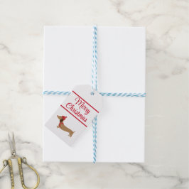 Dackel Weihnachten Weißes Geschenk Tags mit String Geschenkanhänger
