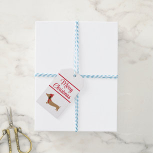 Dackel Weihnachten Weißes Geschenk Tags mit String Geschenkanhänger