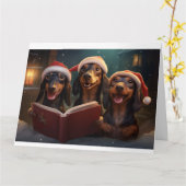 Dackel Weihnachts-Carolers Spaß Urlaub Karte (Gelbe Blume)