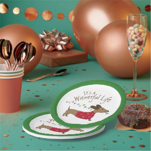 Dackel Weihnachts Dessert Disposable Teller