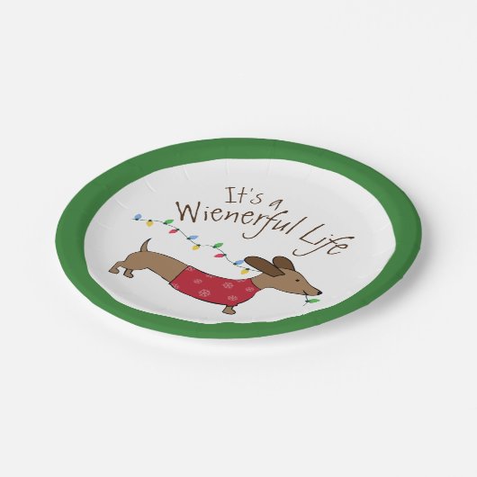 Dackel Weihnachts Dessert Disposable Teller (Schrägansicht)