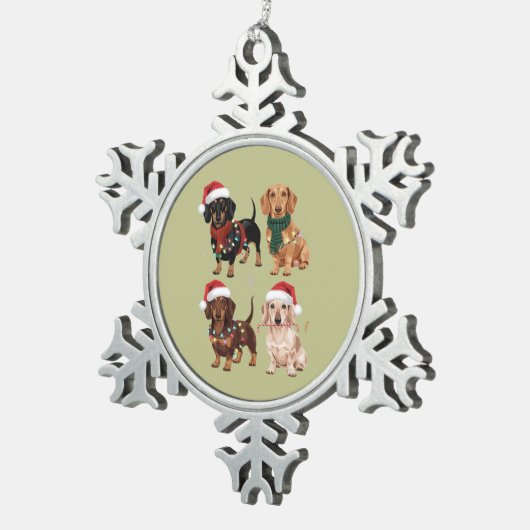 Dackel Weihnachts-Hund Mama Lover Xmas Geschenk Schneeflocken Zinn-Ornament (Rechts)