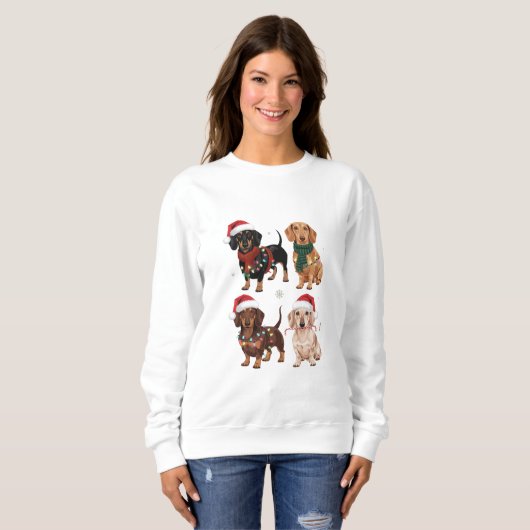 Dackel Weihnachts-Hund Mama Lover Xmas Geschenk Sweatshirt (Vorne ganz)