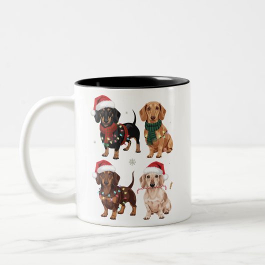 Dackel Weihnachts-Hund Mama Lover Xmas Geschenk Zweifarbige Tasse (Links)