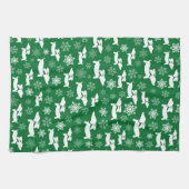 Dackel Weihnachts Koch Geschenk Grün Geschirrtuch (Horizontal)