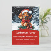 Dackel Weihnachts-Party Einladung (Stehend Vorderseite)