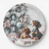 Dackel Weihnachts-Party Teller (Vorderseite)