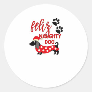Dackel Weihnachts-Shirt _ Funny Feliz Naughty Do Runder Aufkleber