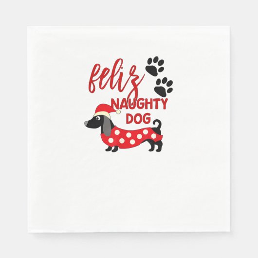 Dackel Weihnachts-Shirt _ Funny Feliz Naughty Do Serviette (Vorderseite)