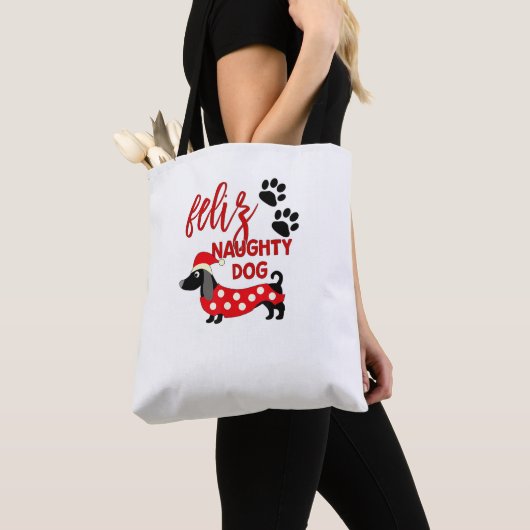 Dackel Weihnachts-Shirt _ Funny Feliz Naughty Do Tasche (Von Nahem)