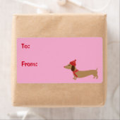 Dackel Weihnachts-Sticky-Geschenketiketten (Insitu)