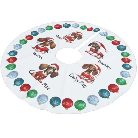 Dackel Weihnachts-Themenrock Polyester Weihnachtsbaumdecke (Schrägansicht)