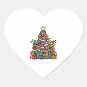 Dackel Weihnachtsbaum Dog Weihnachtsjunge Mädchen Herz-Aufkleber