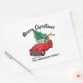 Dackel Weihnachtsbaum-Einkaufslabel Quadratischer Aufkleber (Umschlag)