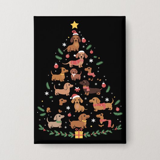 Dackel Weihnachtsbaum Hund Lover Hunde Besitzer Button (Vorderseite)