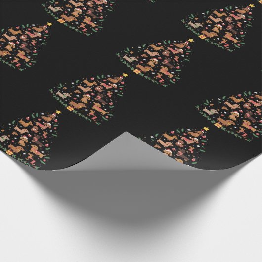 Dackel Weihnachtsbaum Hund Lover Hunde Besitzer Geschenkpapier (Ecke)