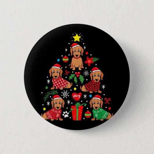 Dackel Weihnachtsbaum Ornament Funny Würstchen Hun Button (Vorderseite)