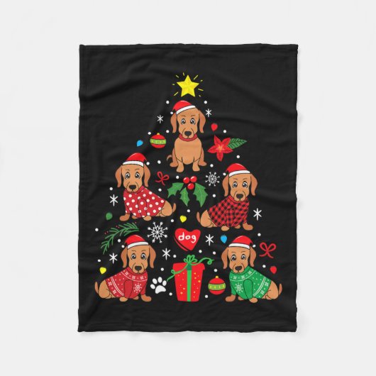 Dackel Weihnachtsbaum Ornament Funny Würstchen Hun Fleecedecke (Vorderseite)
