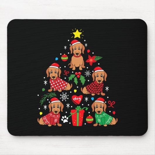 Dackel Weihnachtsbaum Ornament Funny Würstchen Hun Mousepad (Vorne)