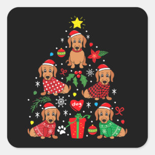 Dackel Weihnachtsbaum Ornament Funny Würstchen Hun Quadratischer Aufkleber