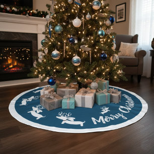 Dackel Weihnachtsbaum Rock Navy Weihnachten Polyester Weihnachtsbaumdecke