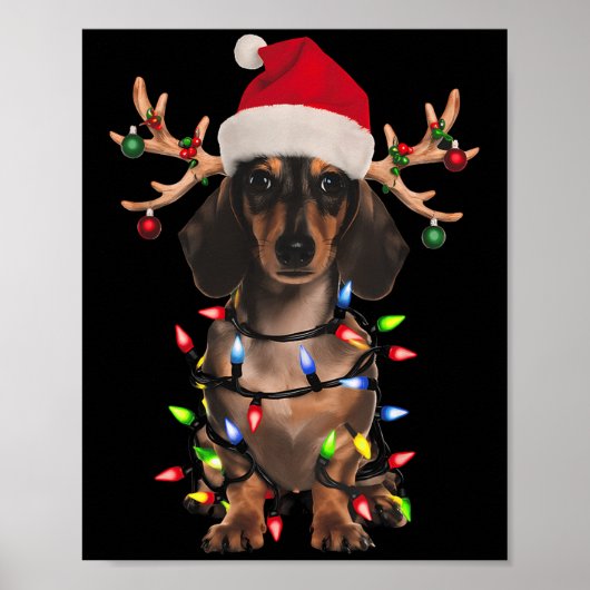 Dackel Weihnachtsbaum Shirt Dackel Weihnachtsmannm Poster (Vorne)