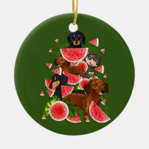 Dackel Weihnachtsbaum Watermelon Sommer Keramik Ornament