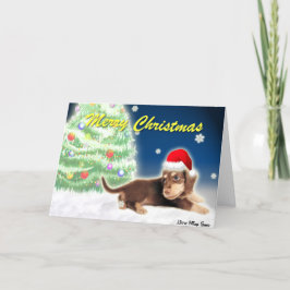 Dackel-Weihnachtsbaum-Weihnachtskarte Feiertagskarte