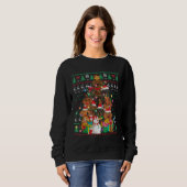 Dackel Weihnachtsbaum Weihnachtsmannmütze Ugly Swe Sweatshirt (Vorne ganz)