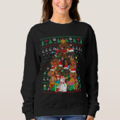 Dackel Weihnachtsbaum Weihnachtsmannmütze Ugly Swe Sweatshirt (Vorderseite)