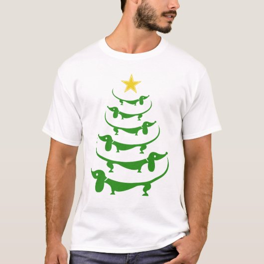 Dackel-Weihnachtsbäume T-Shirt (Vorderseite)